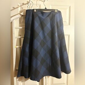 Elegant Blue and Black Checkered Skirt